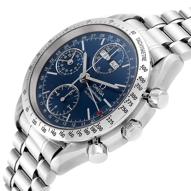 

Omega Blue Stainless Steel Speedmaster Day Date