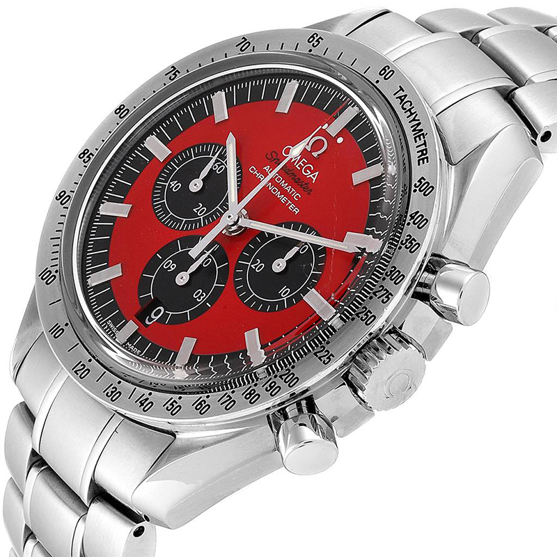 

Omega Red/Black Stainless Steel Speedmaster Schumacher