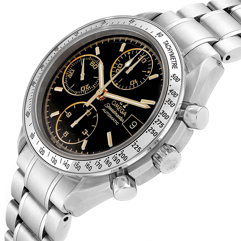 

Omega Black and Stainless Steel Speedmaster Date