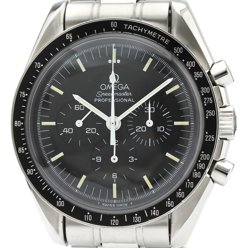 

Omega Black Stainless Steel Speedmaster Professional Moon