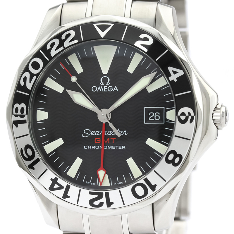 

Omegs Black Stainless Steel Seamaster GMT