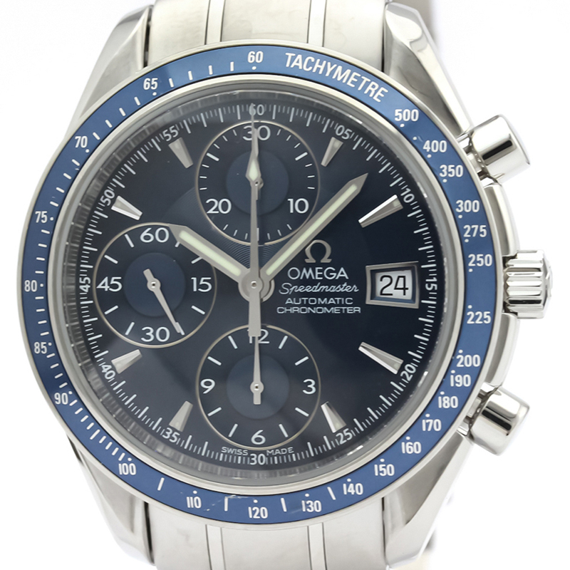 

Omega Blue Stainless Steel Speedmaster Date