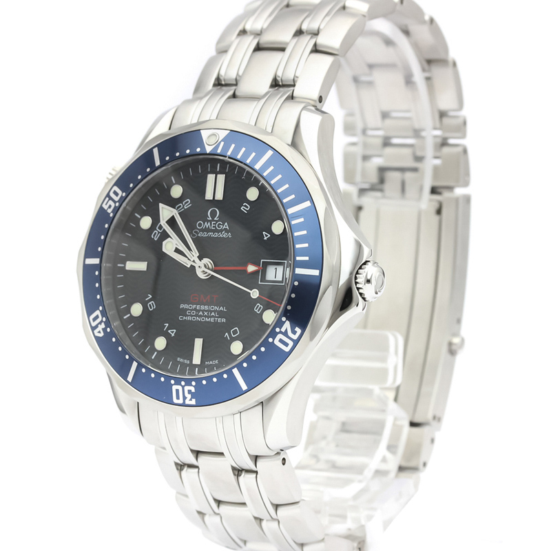 

Omega Blue Stainless Steel Seamaster GMT Co-Axial