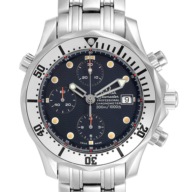 

Omega Blue Stainless Steel Seamaster Chronograph