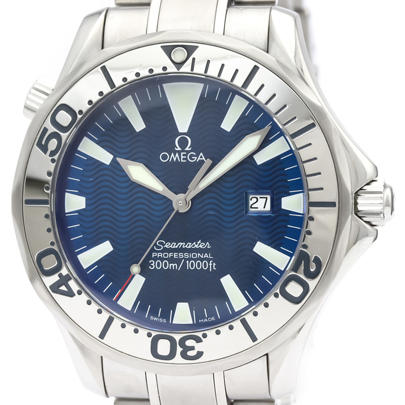 Pre Owned Omega Blue Stainless Steel Seamaster Professional 300M 2265.80 Men's Wristwatch 41 MM