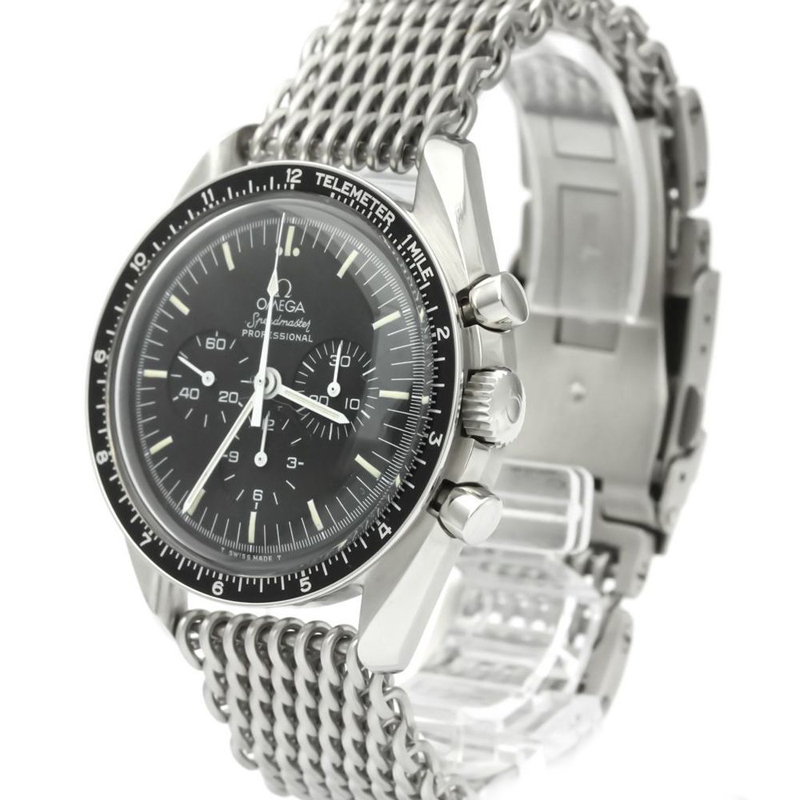 

Omega Black Stainless Steel Speedmaster Telemeter Moon Watch