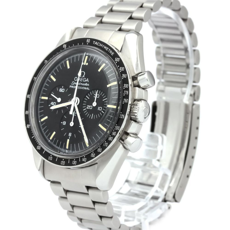 

Omega Black Stainless Steel Speedmaster Telemeter Moon Watch