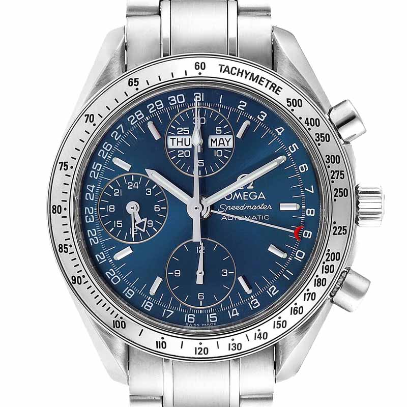 

Omega Blue Stainless Steel Speedmaster Day-Date