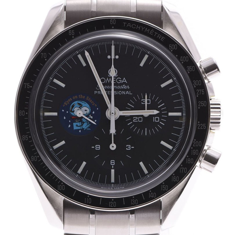 

Omega Black Stainless Steel Speedmaster Snoopy