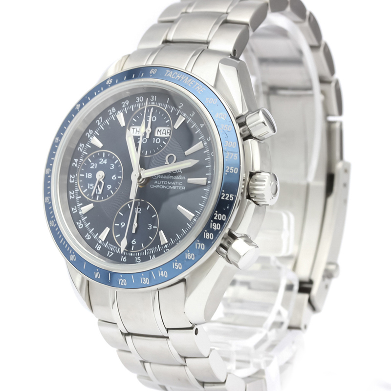 

Omega Blue Stainless Steel Speedmaster Day Date