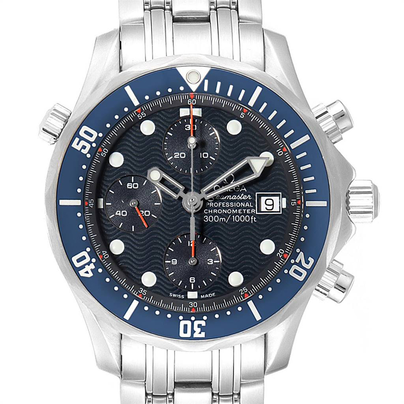 

Omega Blue Stainless Steel Seamaster Bond Chronograph