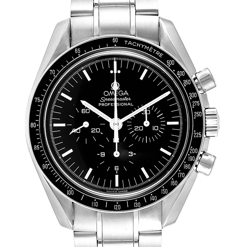 

Omega Black Stainless Steel Speedmaster Apollo