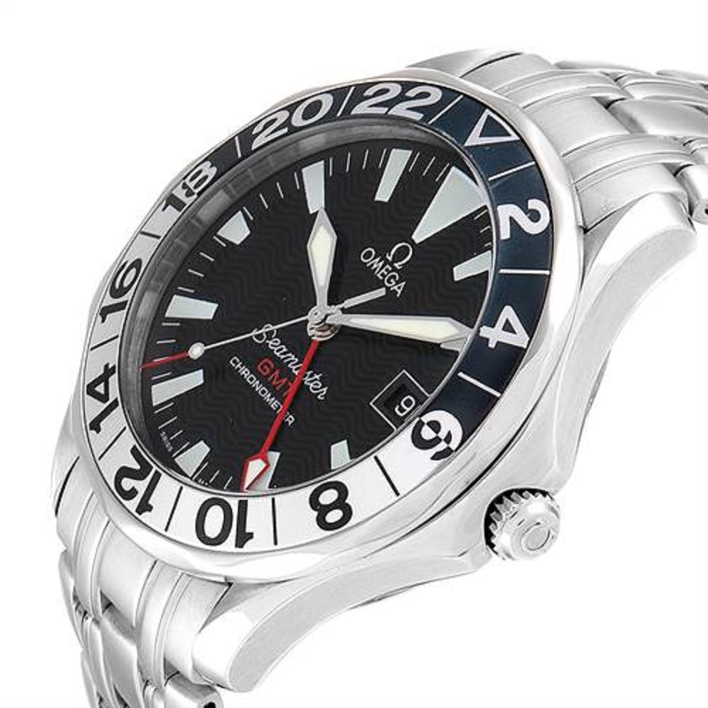 

Omega Black Stainless Steel Seamaster GMT