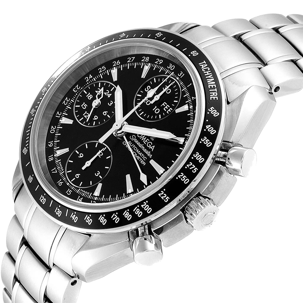 

Omega Black Stainless Steel Speedmaster Day-Date