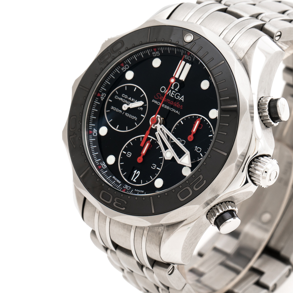 

Omega Black Stainless Steel Seamaster Professional Co-Axial, Silver