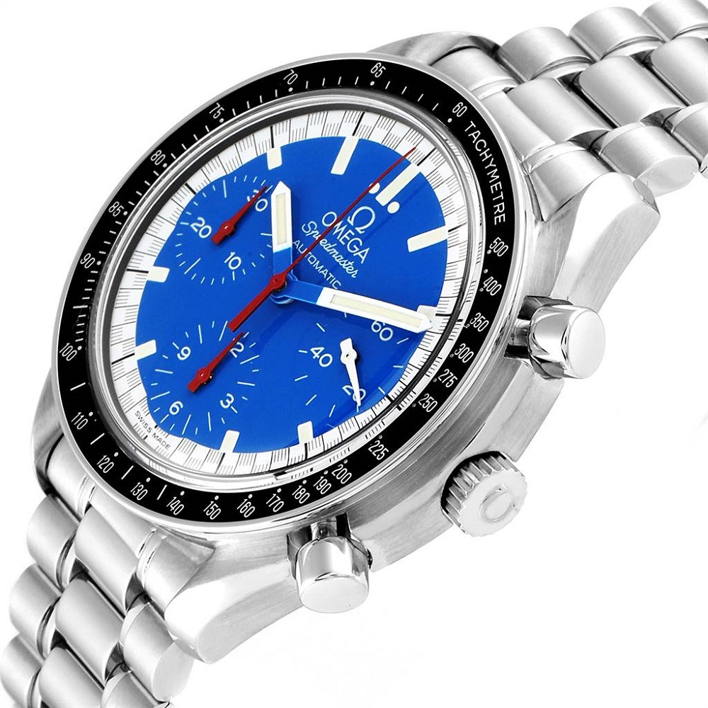 

Omega Blue Stainless Steel Speedmaster Schumacher Automatic