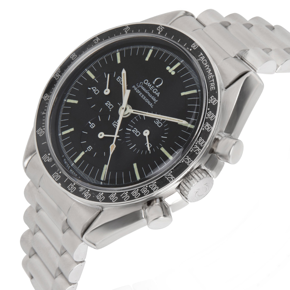 

Omega Black Stainless Steel Speedmaster Moonwatch Tachymeter