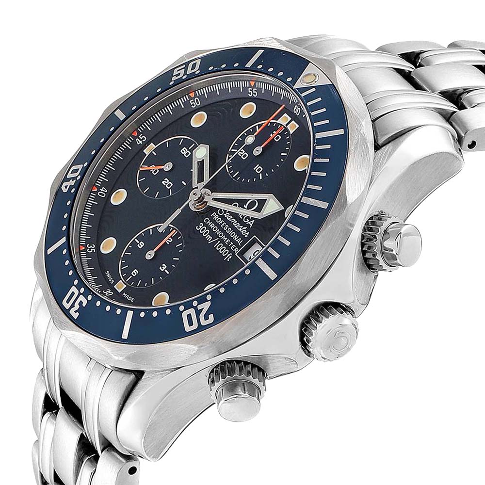 

Omega Blue Stainless Steel Seamaster Bond Chronograph