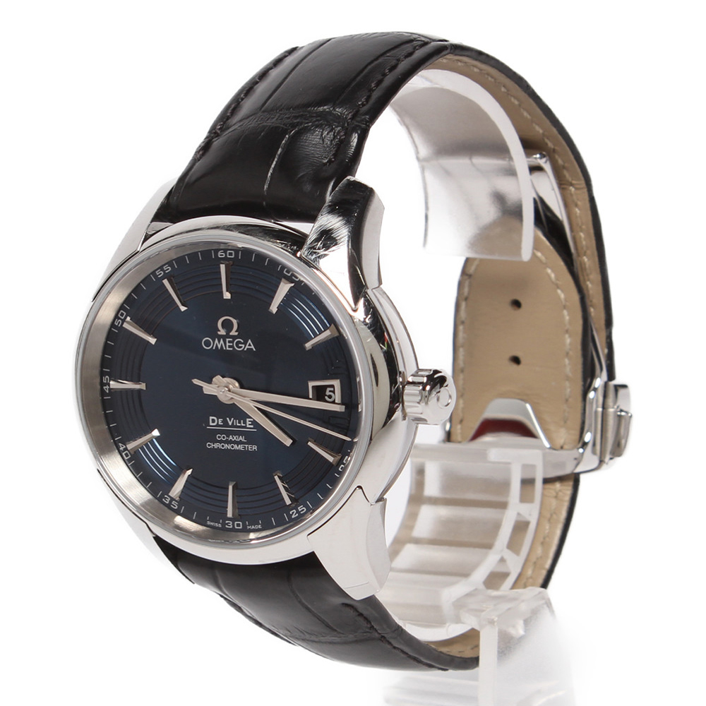 

Omega Blue Stainless Steel and Leather DeVille Hour Vision Automatic Winding