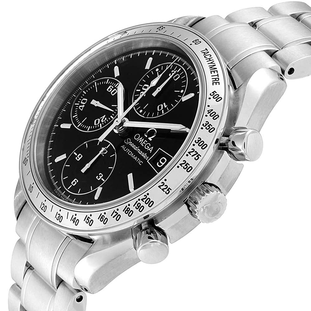 

Omega Black Stainless Steel Speedmaster Date