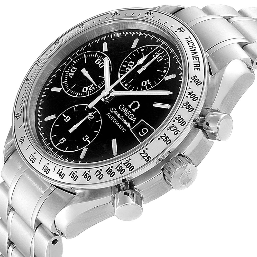 

Omega Black Stainless Steel Speedmaster Date