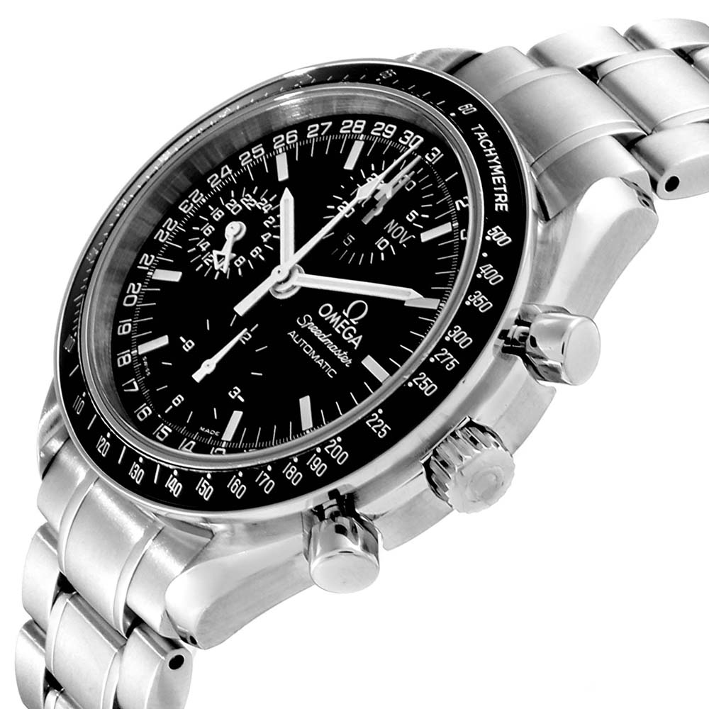 

Omega Black Stainless Steel Speedmaster Day Date