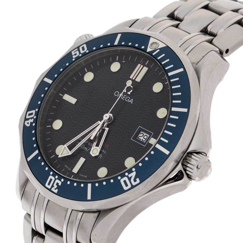 

Omega Blue Stainless Steel Seamaster Professional, Silver