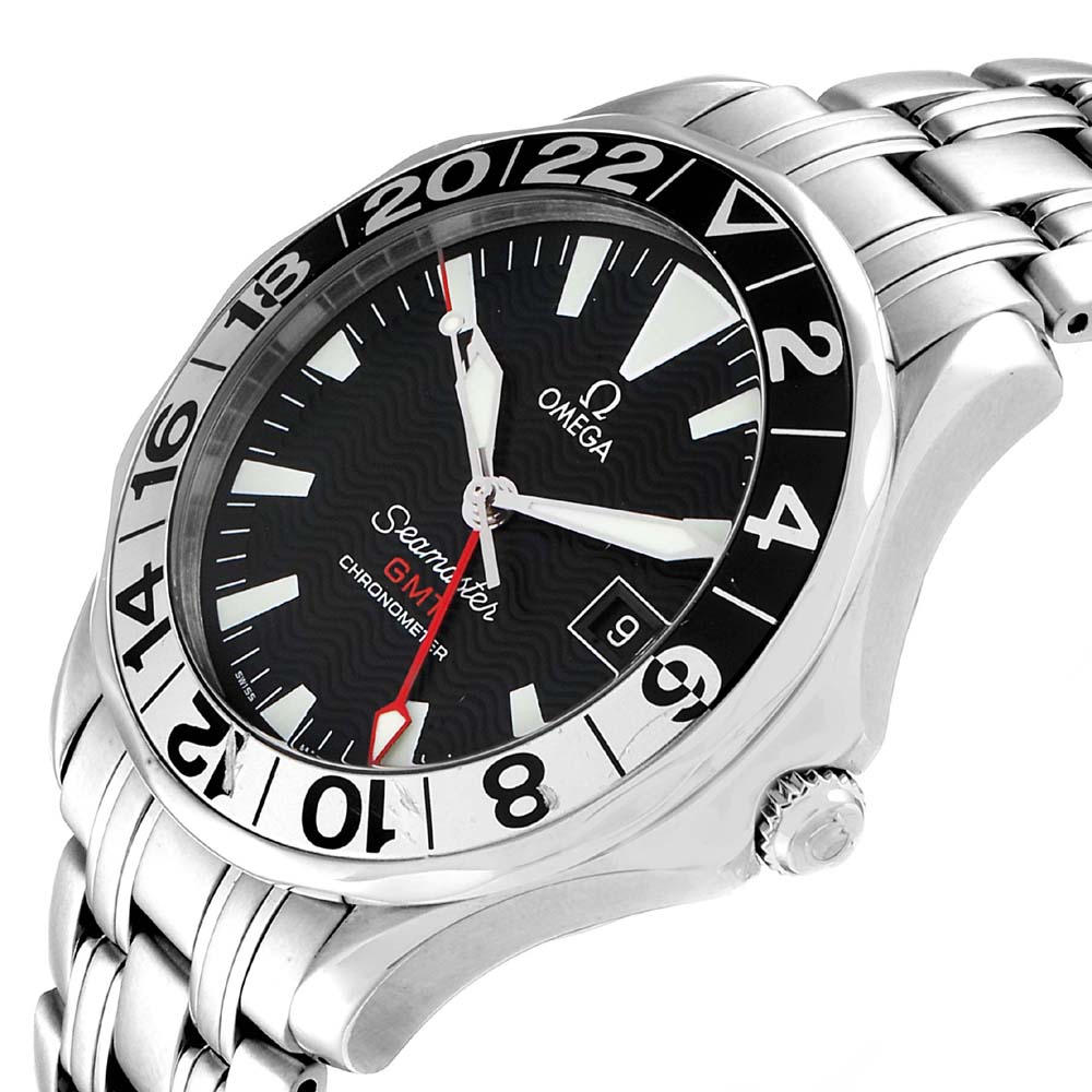 

Omega Black Stainless Steel Seamaster GMT