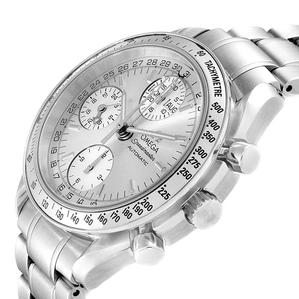 

Omega Silver Stainless Steel Speedmaster Day Date Chronograph