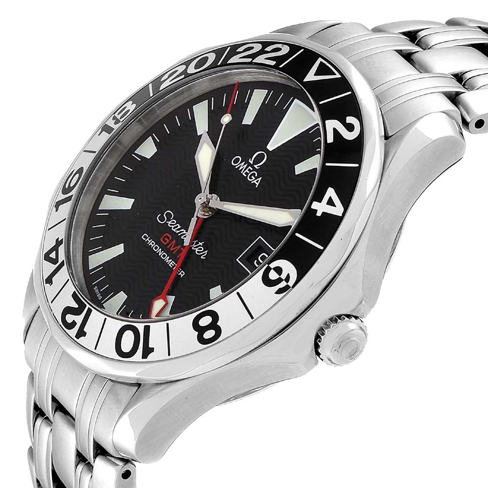 

Omega Black Stainless Steel Seamaster GMT