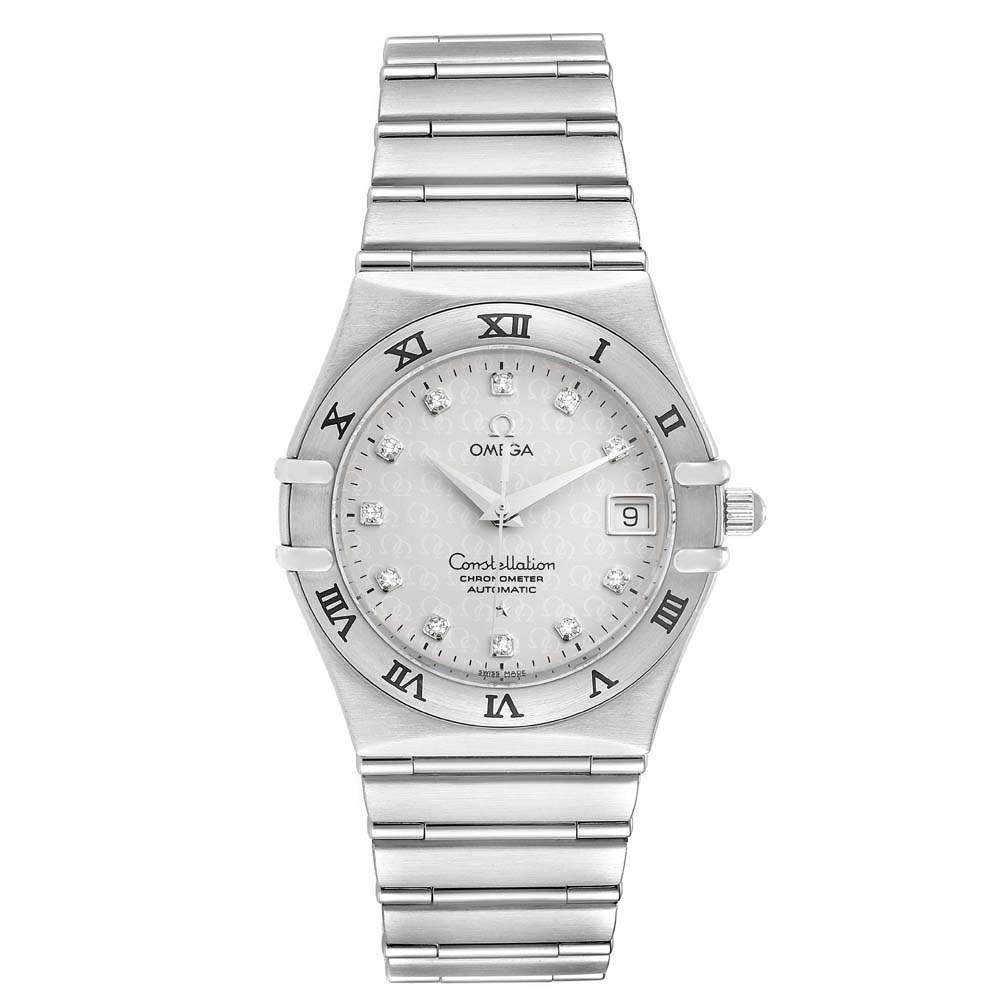 OMEGA SILVER DIAMONDS STAINLESS STEEL CONSTELLATION CLASSIC 1504.35.00 MEN'S WRISTWATCH 35.5 MM
