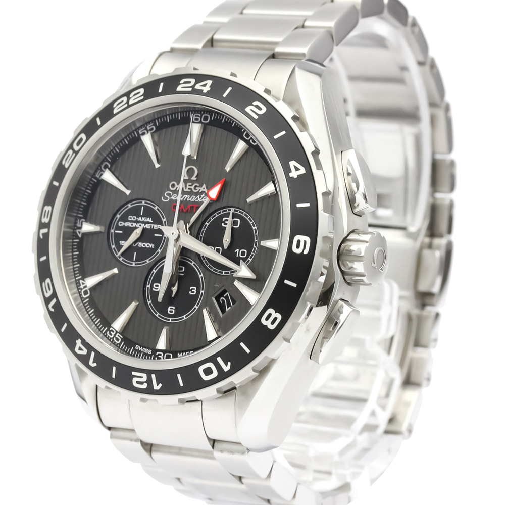

Omega Black Stainless Steel Seamaster Aqua Terra GMT