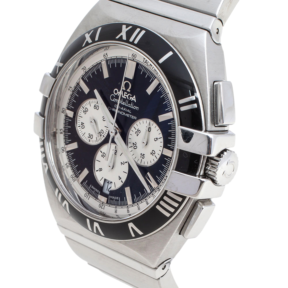 

Omega Black Stainless Steel Constellation Double Eagle Co-Axial Chronograph, Silver