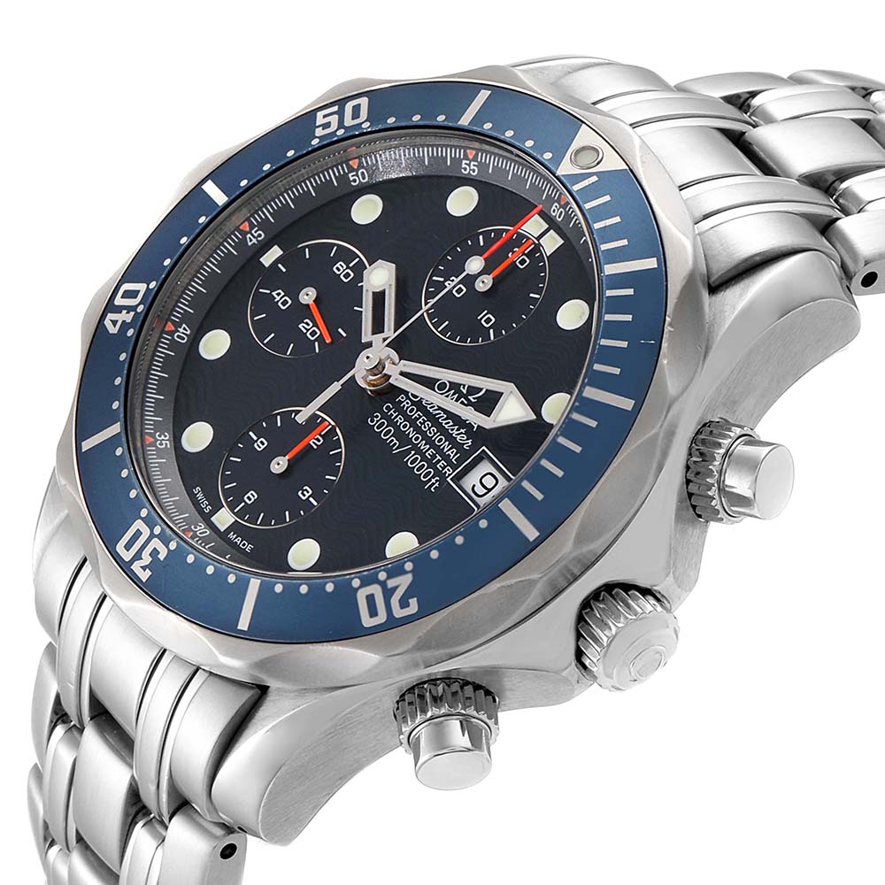 

Omega Blue Stainless Steel Seamaster Bond Chrono