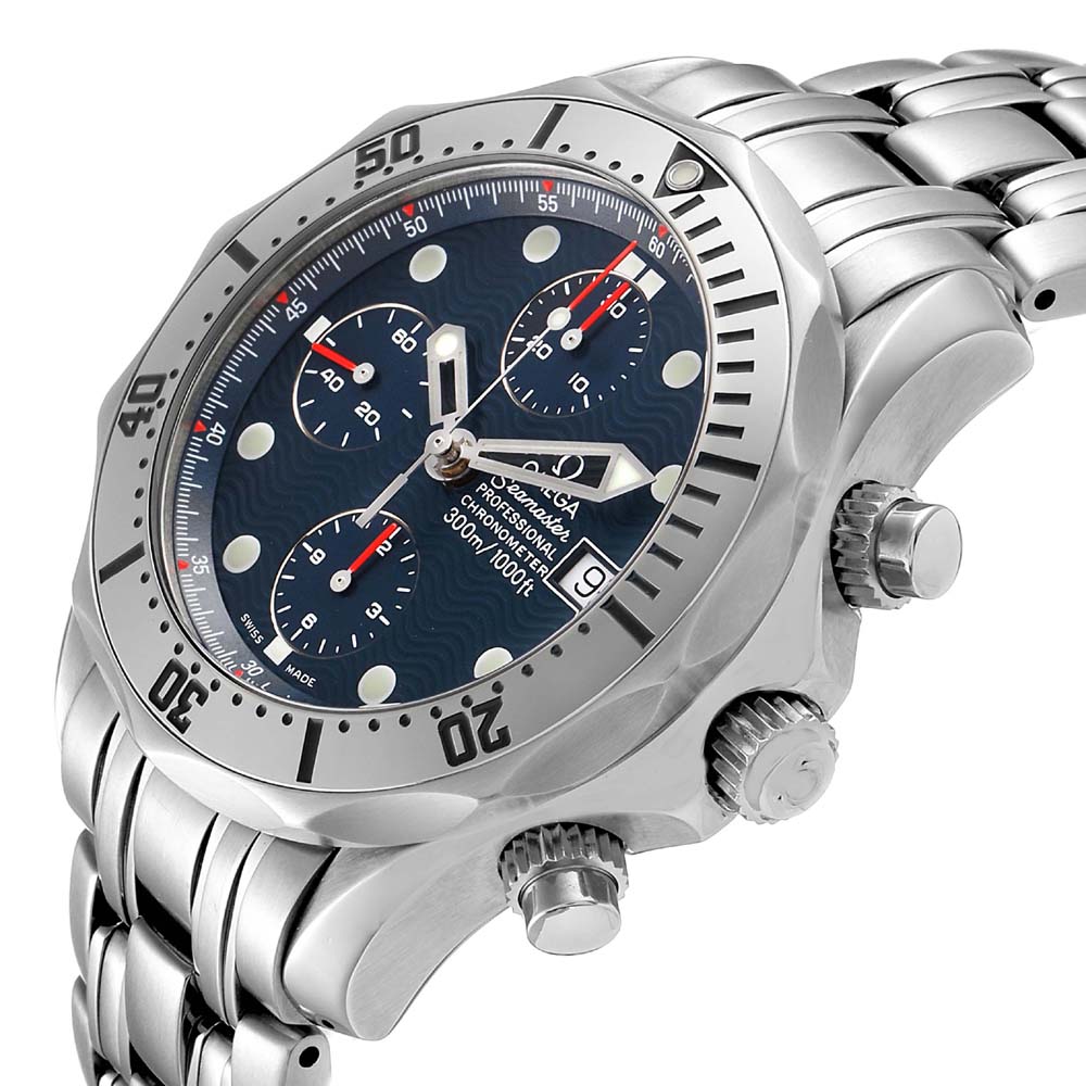 

Omega Blue Stainless Steel Seamaster Chronograph