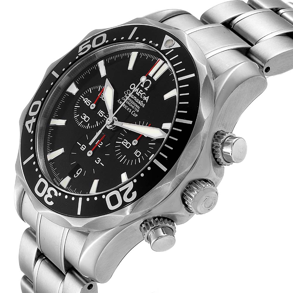 

Omega Black Stainless Steel Seamaster Chronograph