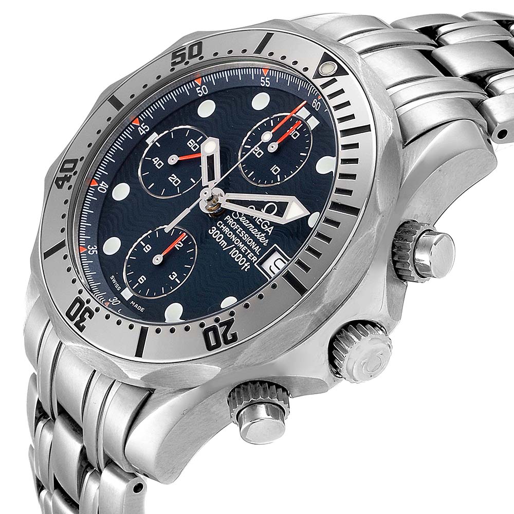 

Omega Blue Stainless Steel Seamaster Chronograph