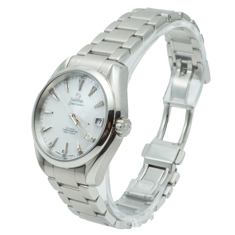 

Omega Seamaster Aqua Terra White Mother of Pearl Diamond Dial Steel Watch