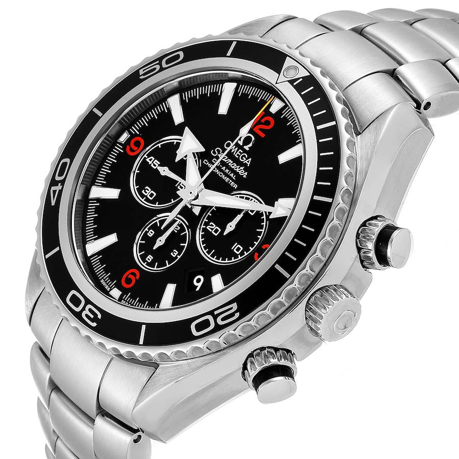 

Omega Black Stainless Steel Seamaster Planet Ocean Chronograph