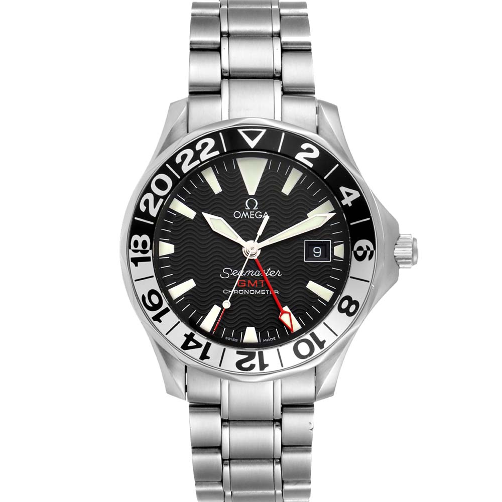 Pre-owned Omega Black Stainless Steel Seamaster Gmt Gerry Lopez Limited Edition 2536.50.00 Men's Wristwatch 41 Mm