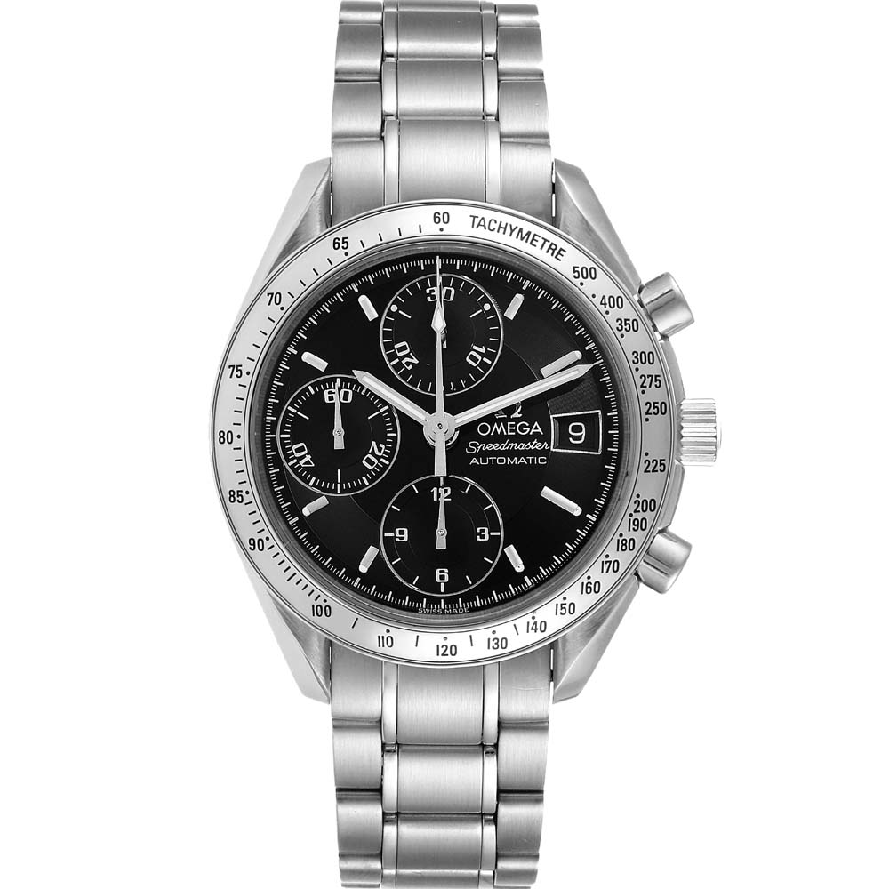 Pre-owned Omega Black Stainless Steel Speedmaster Date Automatic 3513.50.00 Men's Wristwatch 39 Mm