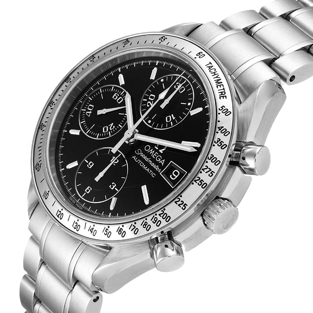 

Omega Black Stainless Steel Speedmaster Date Automatic 3513.50.00 Men's Wristwatch 39 MM