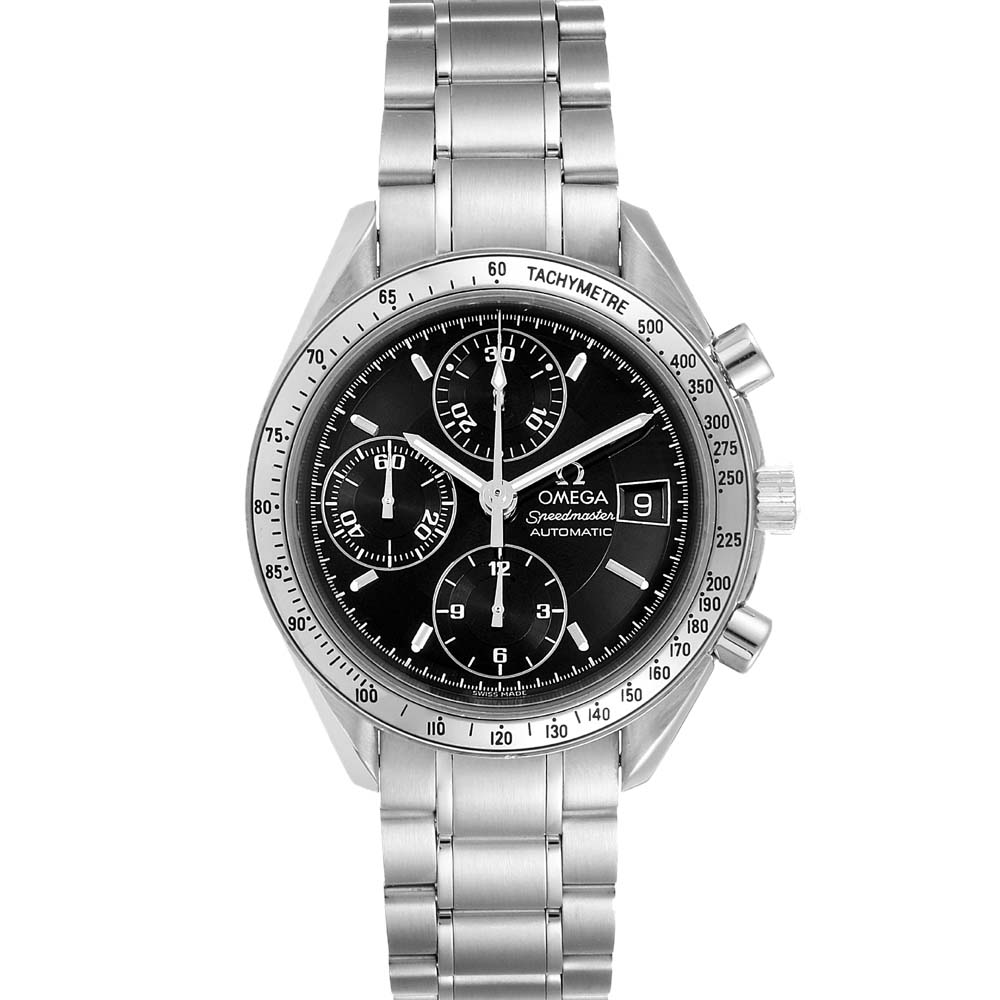 Pre-owned Omega Black Stainless Steel Speedmaster Date Automatic 3513.50.00 Men's Wristwatch 39 Mm