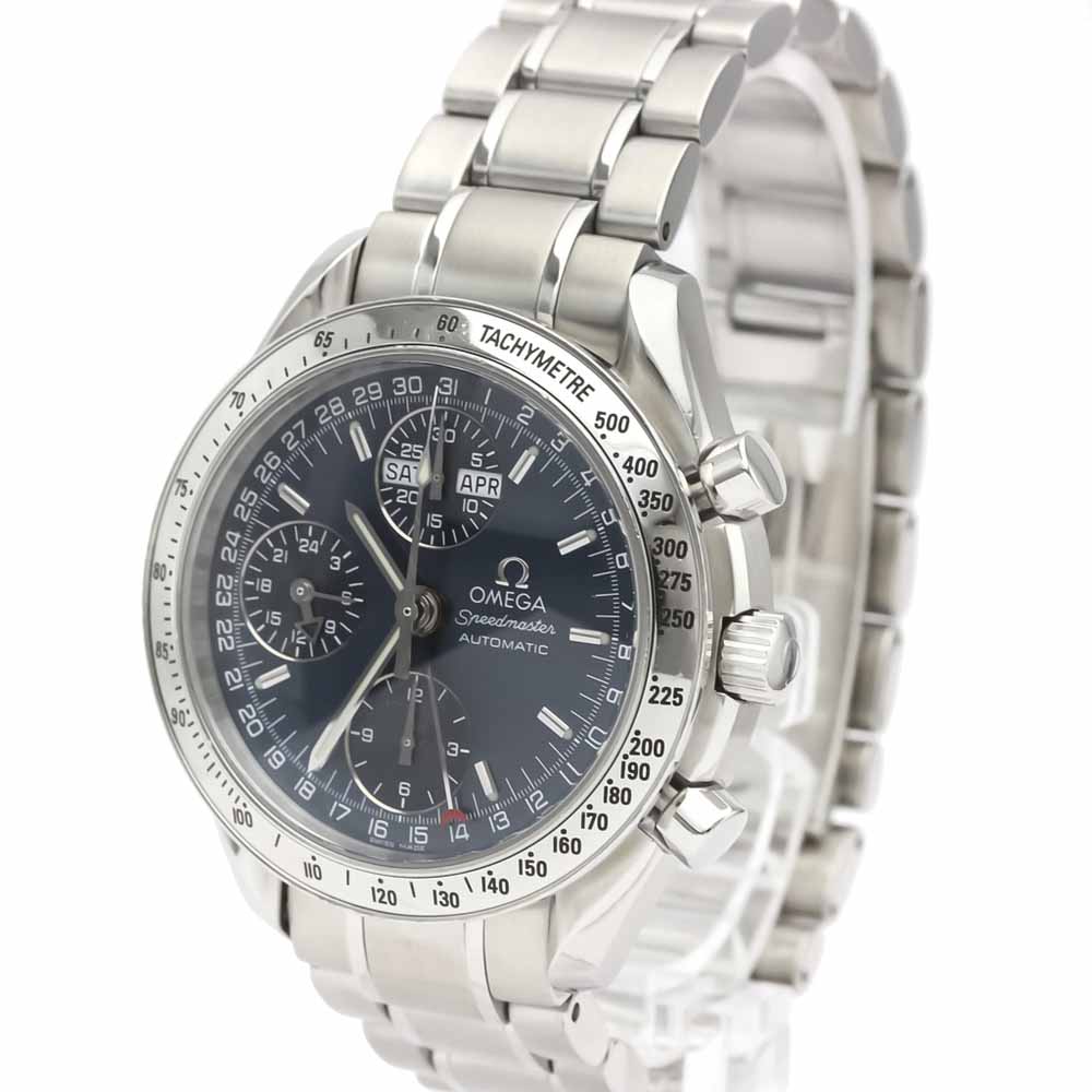 

Omega Blue Stainless Steel Speedmaster Triple Date