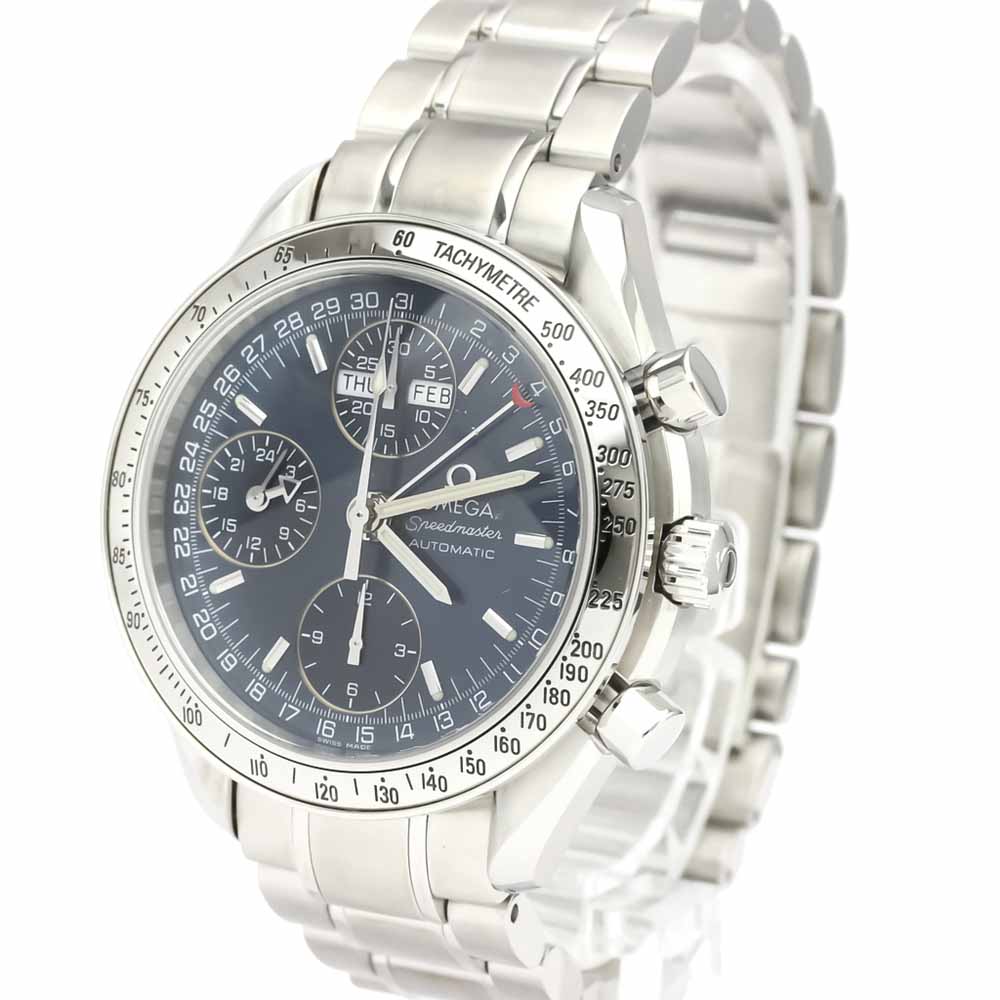 

Omega Blue Stainless Steel Speedmaster Triple Date
