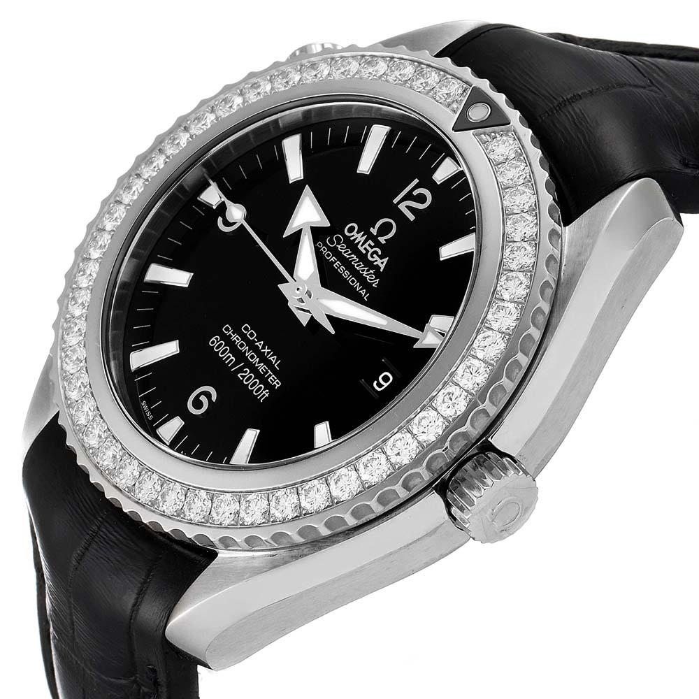 

Omega Black Diamonds Stainless Steel Seamaster Planet Ocean 222.18.46.20.01.001 Men's Wristwatch 45.5 MM