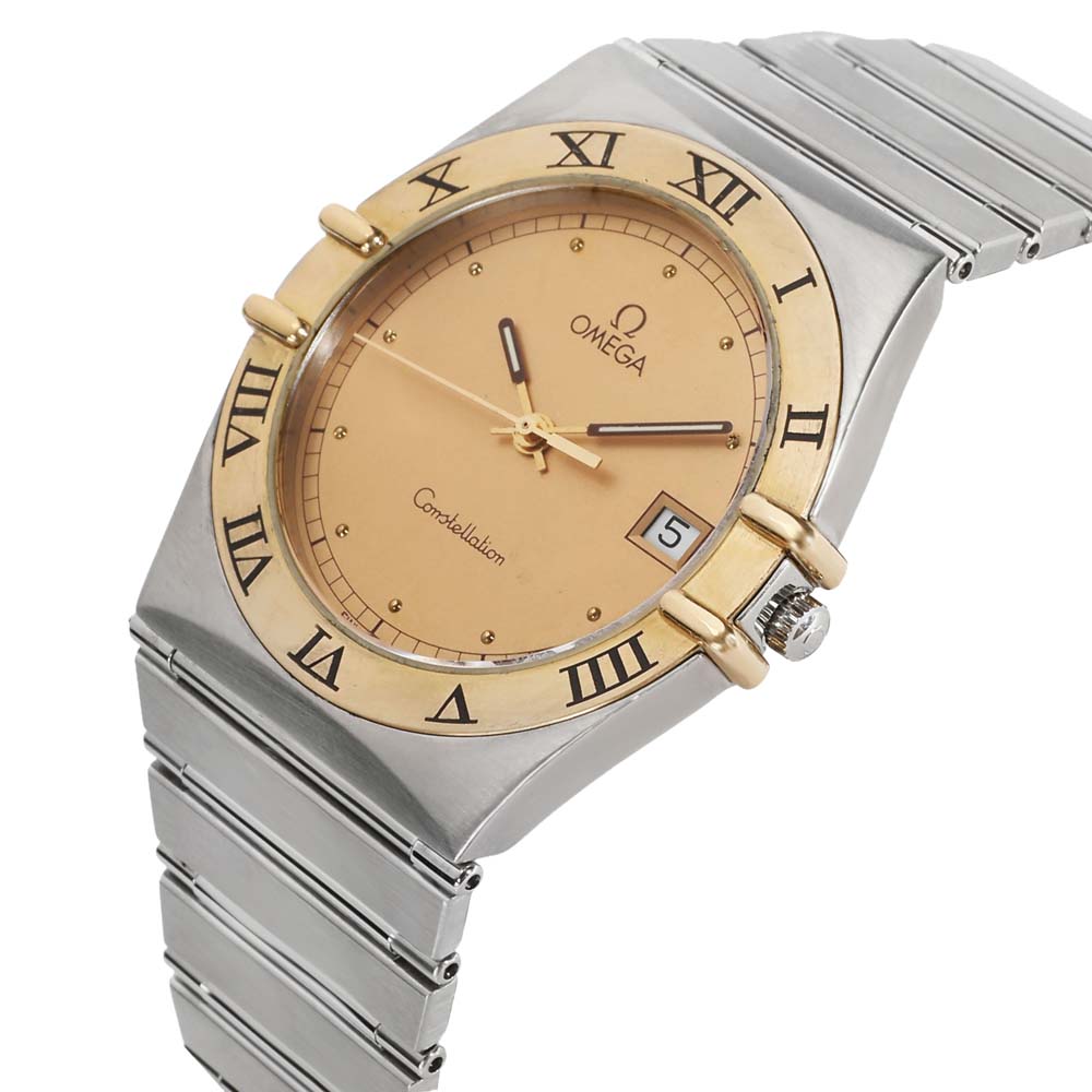 

Omega Champagne 18K Yellow Gold And Stainless Steel Constellation 1210.10.00 Men's Wristwatch 33 MM