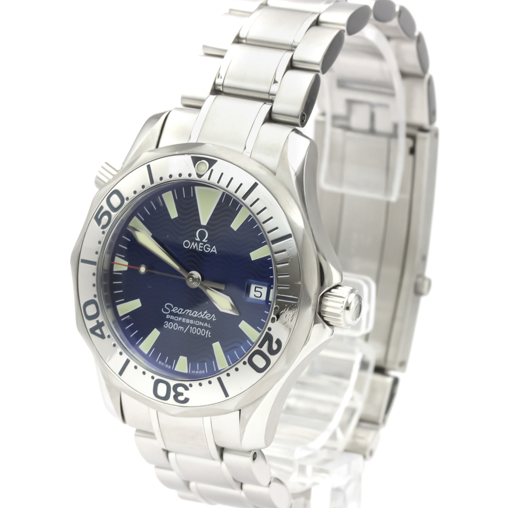 

Omega Blue Stainless Steel Seamaster Professional 300M 2263.80 Men's Wristwatch 36 MM