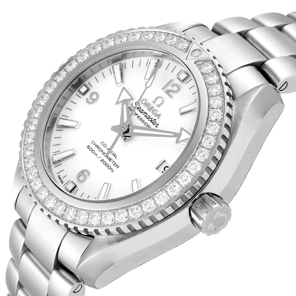 

Omega White Diamonds Stainless Steel Seamaster Planet Ocean 600M 232.15.42.21.04.001 Men's Wristwatch 42 MM