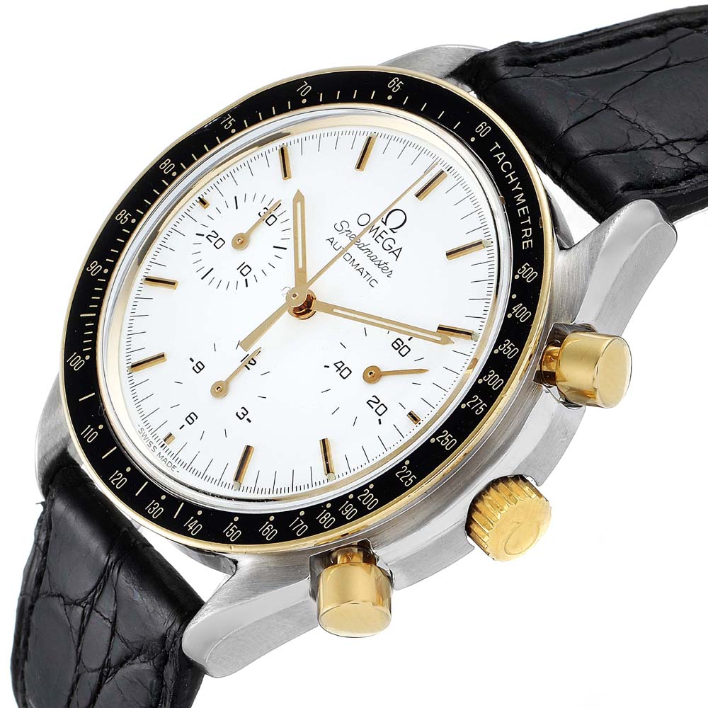 

Omega White 18K Yellow Gold And Stainless Steel Speedmaster Chronograph 3310.20.00 Men's Wristwatch 39 MM